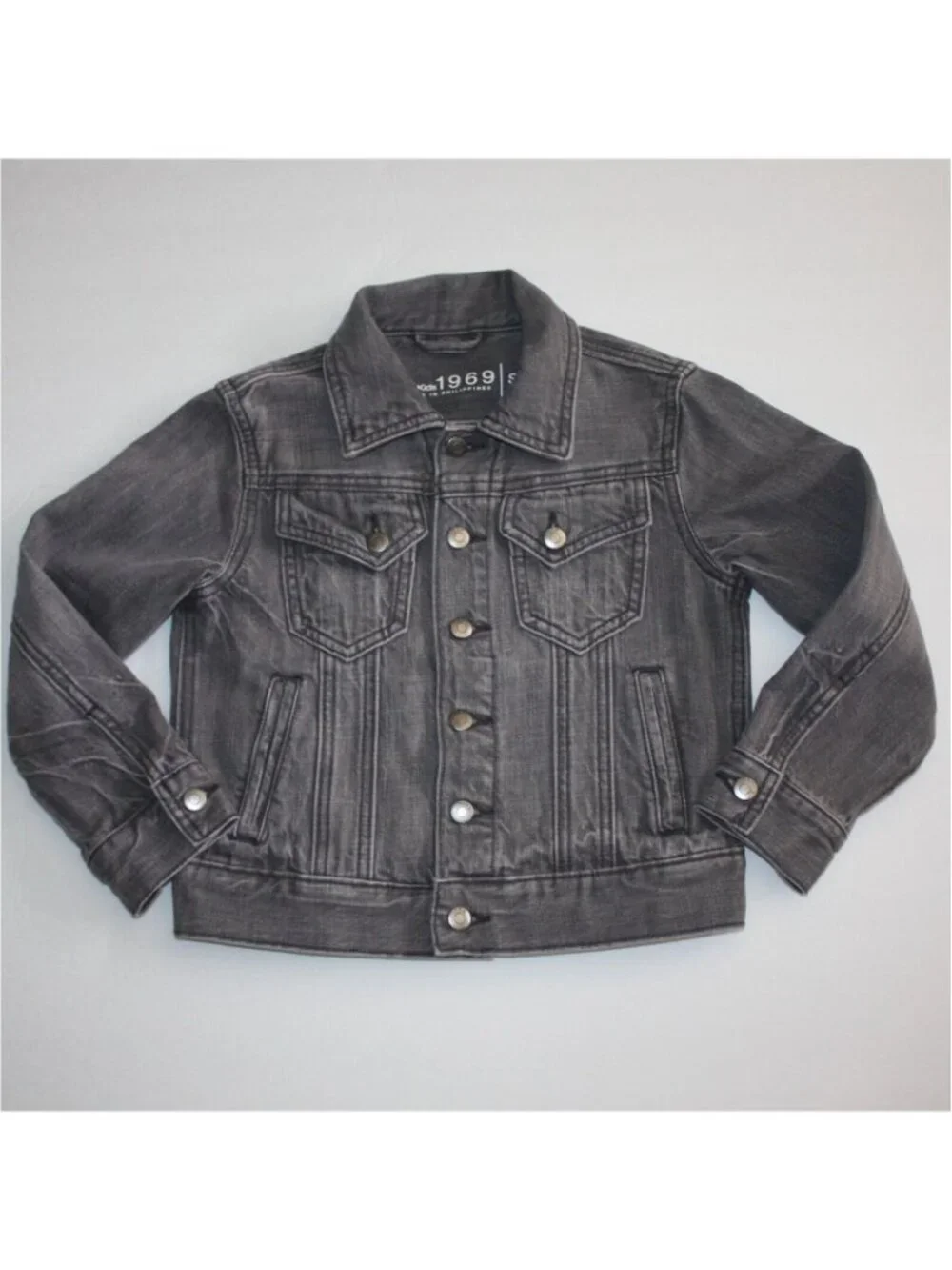 Gap Kids Brick Lane Collection Boy's Gray Wash Denim Jean Jacket in size S 6-7